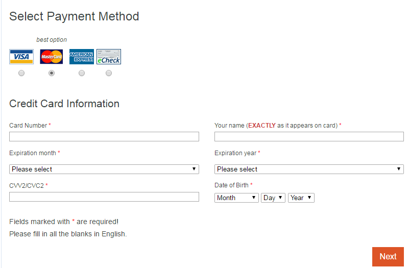 payment options